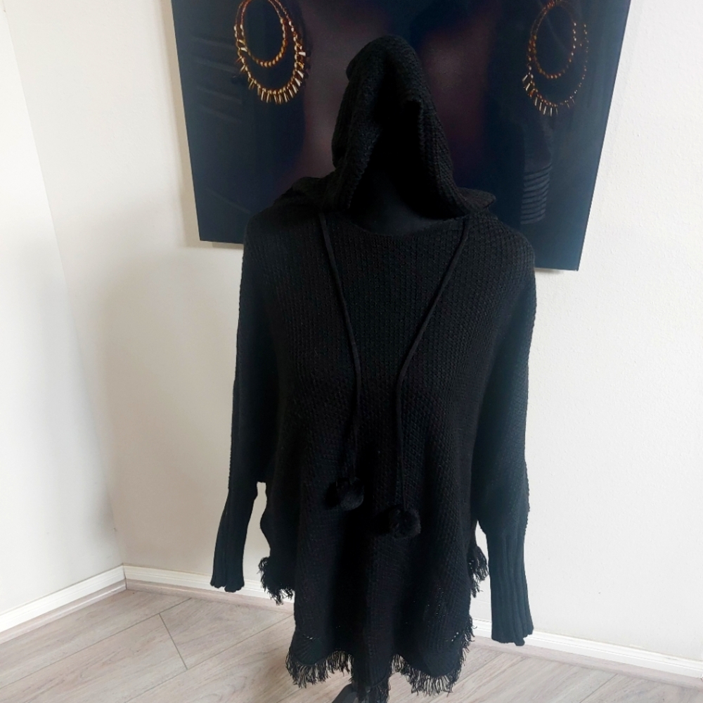 Aqe Fashion, Black Hooded Women's Sweater Size L